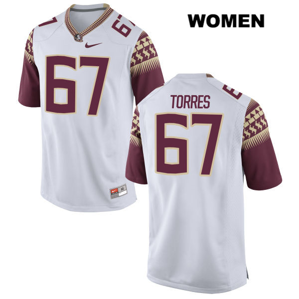 Women's NCAA Nike Florida State Seminoles #67 Adam Torres College White Stitched Authentic Football Jersey MHW4069ZJ